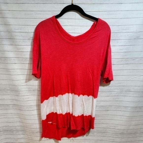 WE THE FREE COLOR BLOCK TUNIC LENGTH RAW HEMS T-SHIRT SZ SMALL - Picture 2 of 9